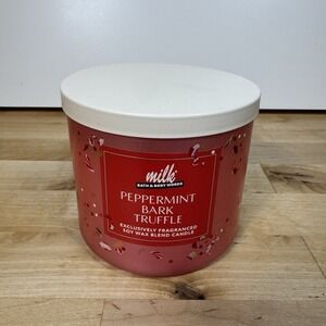 Bath & Body Works PEPPERMINT BARK TRUFFLE Candle Large 3-Wick NEW